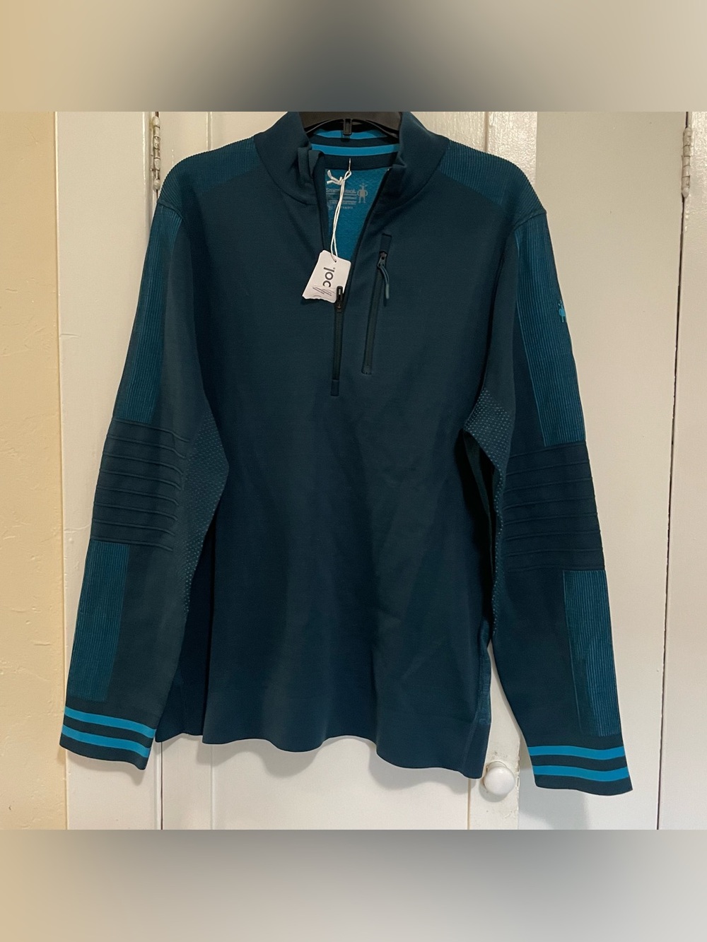 Smartwool Men's Intraknit merino tech Quarter-Zip Sweater Jacket blue Medium